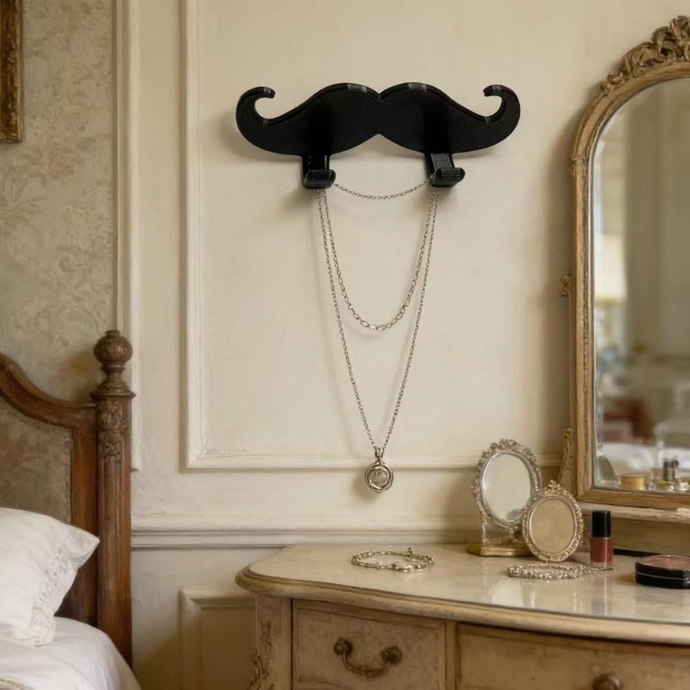 3pcs 3D Printed Beard Shape Hook Multifunctional Wall Hanger Holder Wall Storage Hook Bedroom