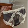 Panty Mid Waist Lace Satin Panties Mesh Sweet Bow Briefs Patchwork Invisible Underwear For Women Women