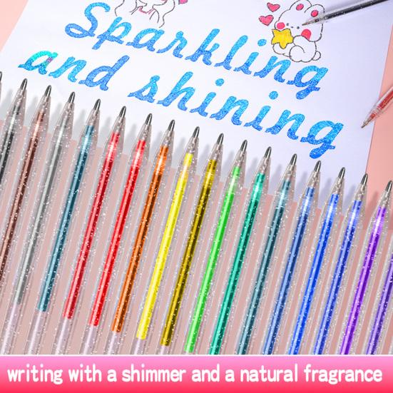 Glitter Gel Pen Set Smooth Writing Colored Drawing Pens Portable Journaling Crafting Doodling Glitter Pens for Adults School Supplies