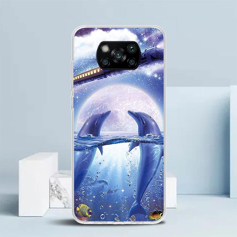 Ocean Animal Cute Dolphin Phone Case For Xiaomi Poco F7 Ultra X5 X6 X7 Pro M7 Redmi 15C 15 13C 13 12C 12 10C 10 10A 9 9C 9A 9T C