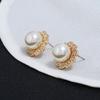 Temperament Imitation Pearl Stud Earrings Shiny Rhinestone Round Earrings For Women Boucle Oreille Femme Women 'S Small Earrings