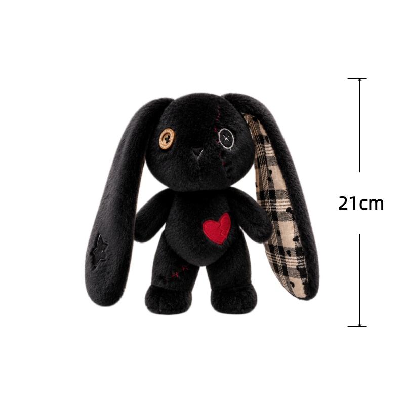 Süße Langohr-Knopfhasen Plüschtiere 21cm Flickenhase Stoffpuppe Kawaii Heimdekoration Spielzeug Begleitspielzeug Geburtstagsgeschenk