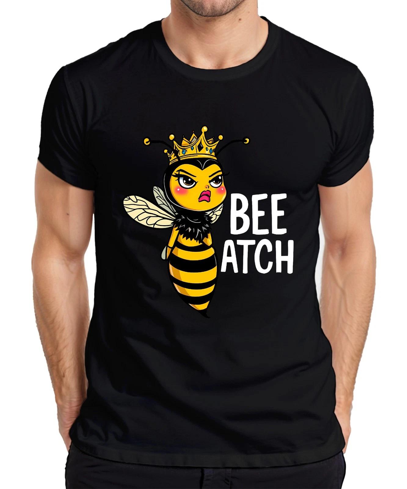 BEE ATCH Bienenkönigin freche Biene mit Krone lustiger Spruch Herren T-Shirt S