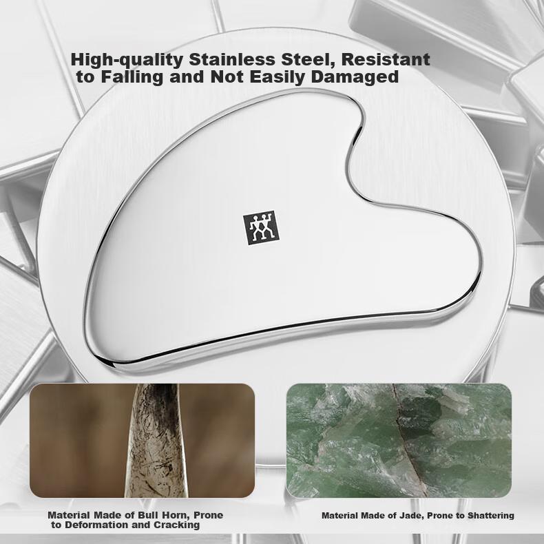 Gua Sha Board, Facial Massage Tool, Lifting And Tissue Scraping Stick, German Quality Stainless Steel, Can Be Used for Ice Compress
