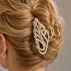 Large Metal Hair Claw Clip with Floral Design Pearl and Rhinestone Accents Tassel Hairpin for Updo Styling and Secure Hold