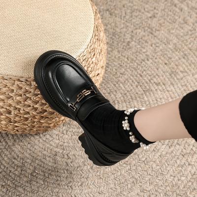 Casual Style Shallow Mouth Thick Heel Small Leather Shoes Student Era Single Shoes Women