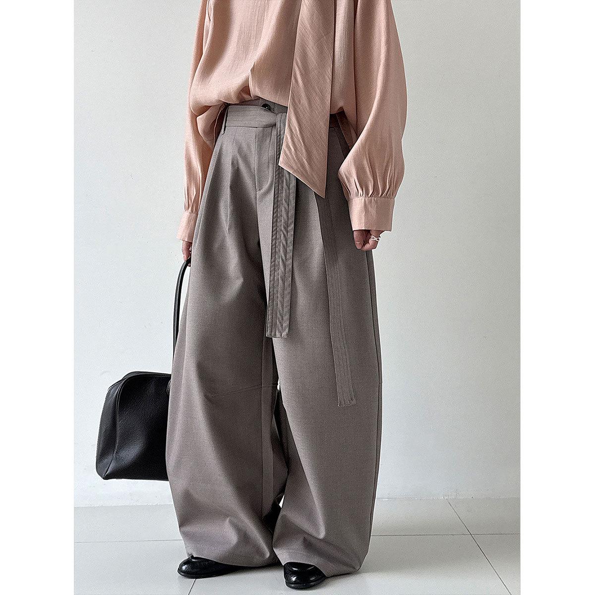 Lu Xi Yamamoto Feng Women s High-Waisted Drape Tie-Up Wide-Leg Pants - Early Spring Casual Style (Size 26) M
