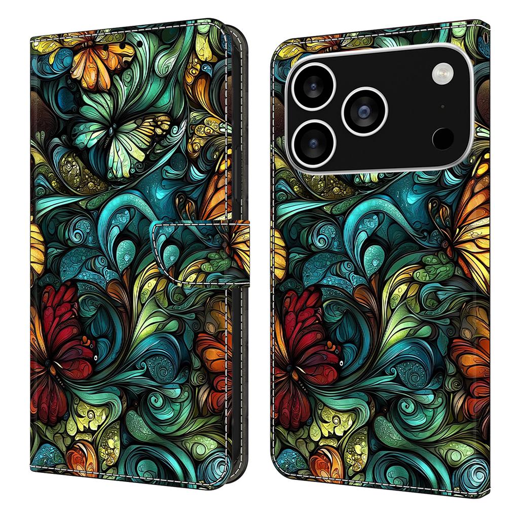 For iPhone 17 Pro Max Wallet Case Pattern Printing PU Leather Flip Stand Phone Cover