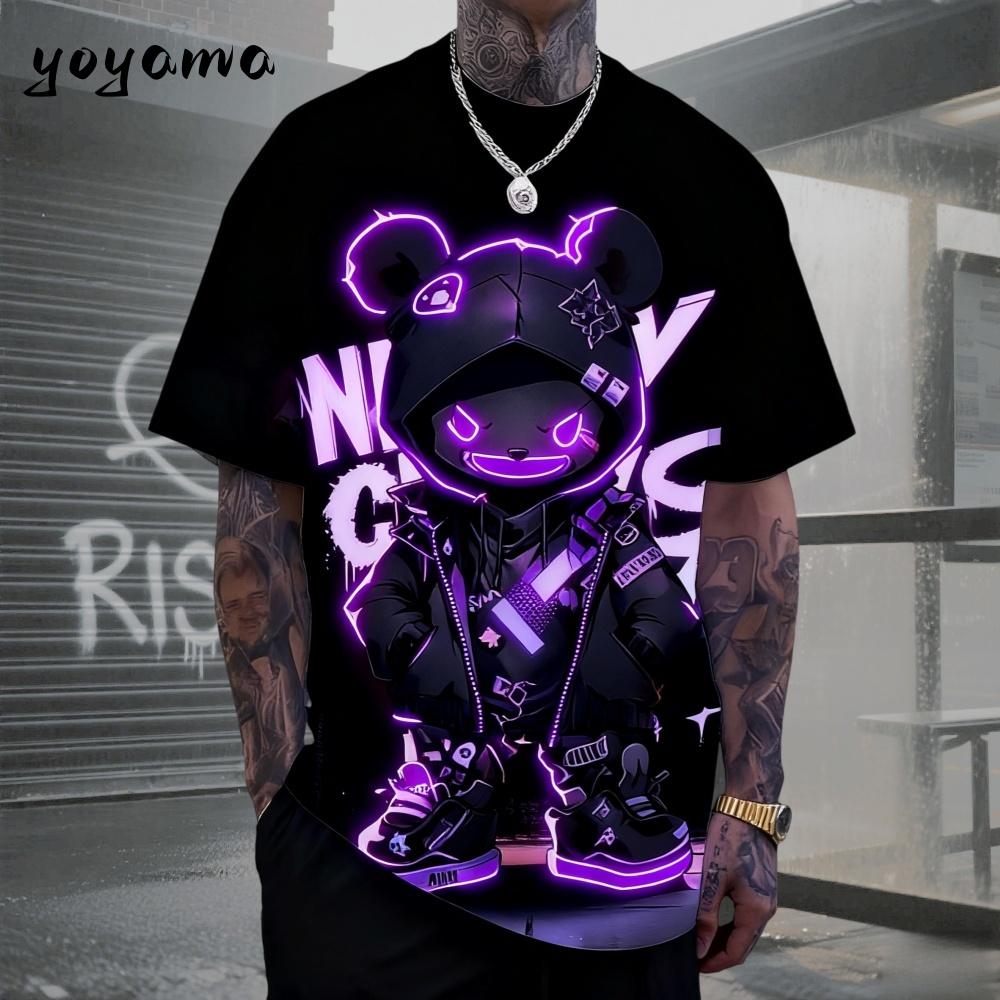 T-shirt da uomo Hip Hop con motivo Orso Stampa 3D Abbigliamento da uomo Estate Nuova Streetwear T-shirt Unisex Oversize Harajuku Abbigliamento da uomo