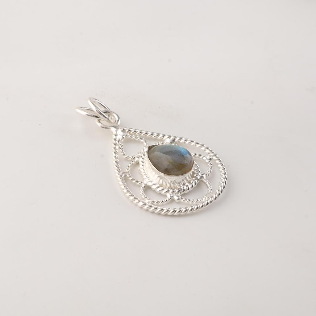 Labradorite Gemstone 925 Sterling Silver Pretty Pendant 1.40" For Mother PP-19-14