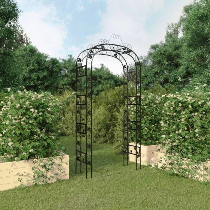 Garden Arch - Black - 116x45x240 Cm - Steel - Robust Structure - Multiple Uses