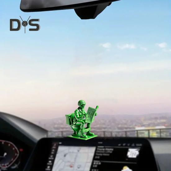 Zielona figurka żołnierza toaleta czytająca gazetę sikający człowiek żywica statua rzeźba model zabawka dom biuro dekoracja pulpitu ozdoba