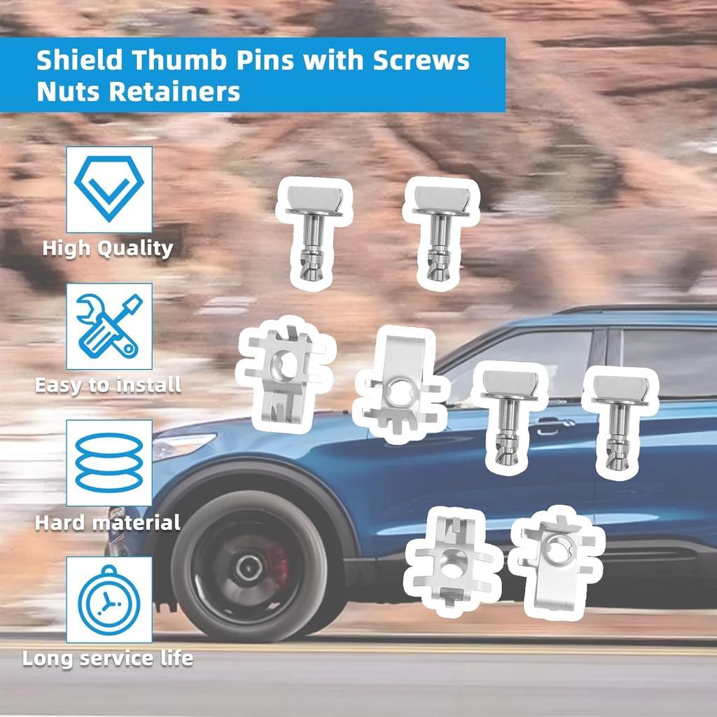 bb5z-00817-a 4 Pair Engine Cover Fasteners, Protective Thumb Screws with Bolts Retainers Fit for Ford F150 Edge Explorer Substitute W716006-S439