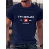 Summer Men's Casual Loose Plus Size Switzerland Pattern Printed Round Neck Short Sleeve Tee T-Shirt Top 2025