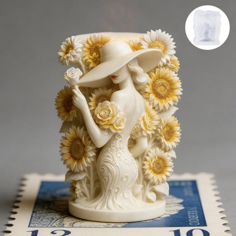 Flower Lady Figurine Silicone Candle Molds Multipurpose Silicone Mould For Making Candle Soap Home Decoration Resin Art