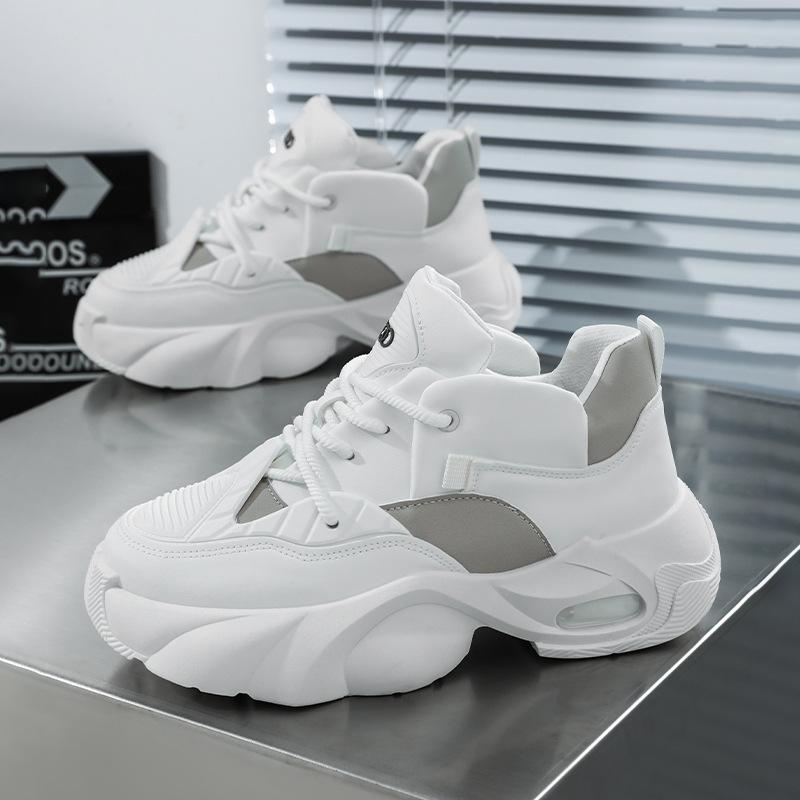 

Мужская новая обувь Высококачественные массивные кроссовки для мужчин Весенние Нескользящие Эластичные Беговые кроссовки Модная Универсальная Вулканизированная обувь 39 белый