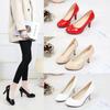 Fashion High Heels Shoes Women White Wedding Shoes Thick High Heels Fashion Party Pumps Footwear Black Red Big Size 34-42