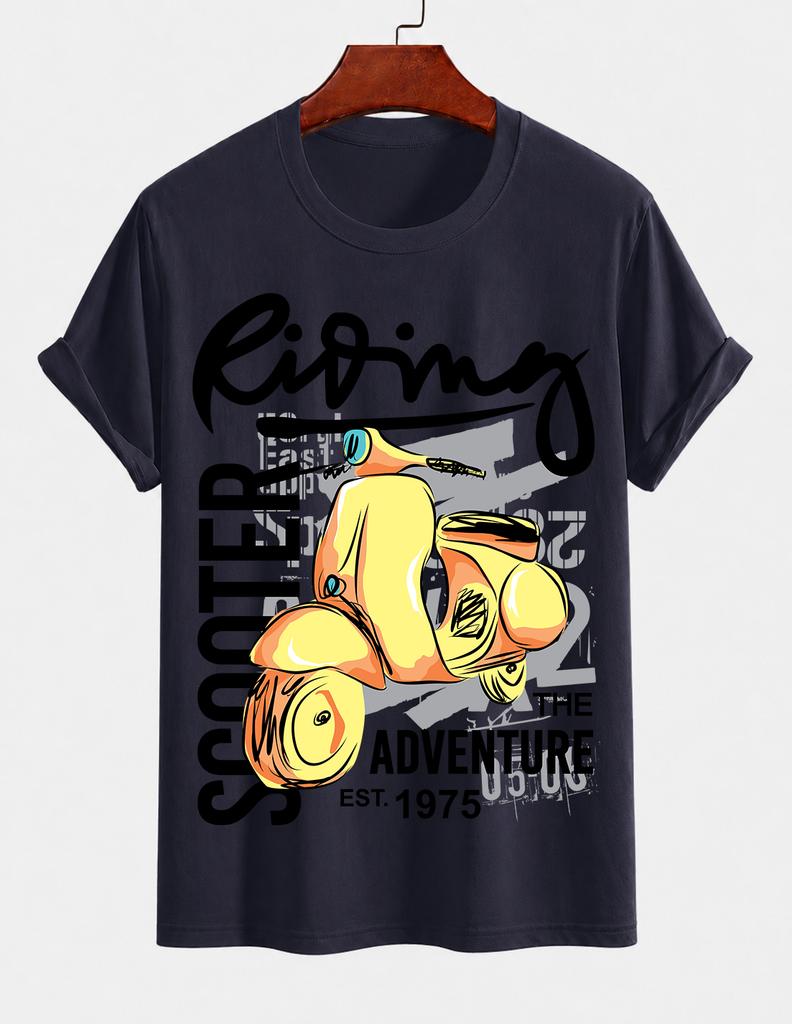 Unisex Reine Baumwolle Einfarbige Roller T-Shirt Lässig Rundhalsausschnitt Kurzarm Reiten Street Style Oberteil