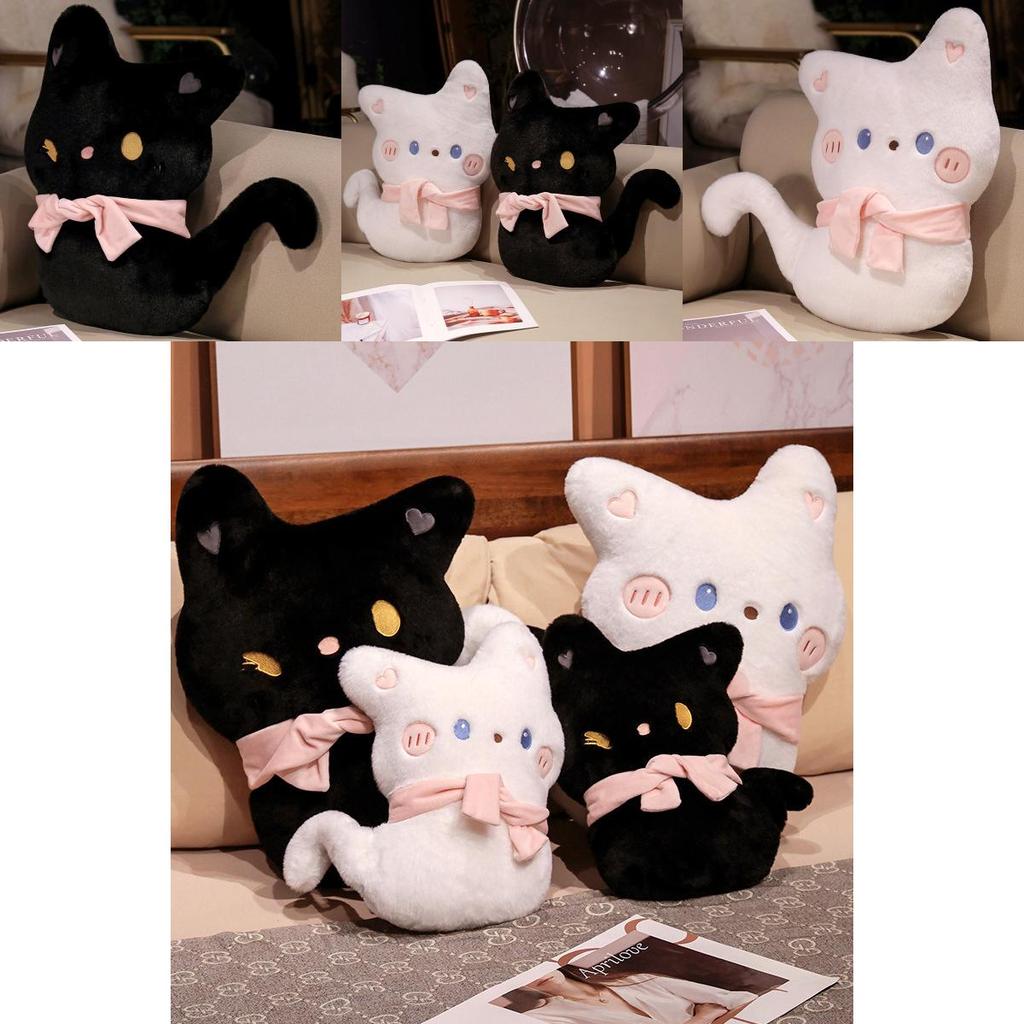 Adorable Plush Black Cat Stuffed Toy Soft And Cuddly Cartoon Kitty Pillow Gift