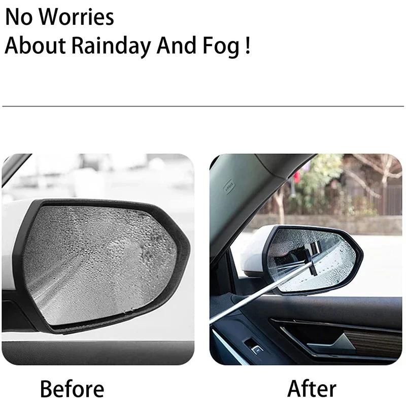 Car Rearview Mirror Wiper Telescopic Handle Car Rear View Mirrow Wiper Stainless Car Glass Cleaning Tool Brush Auto Accessories