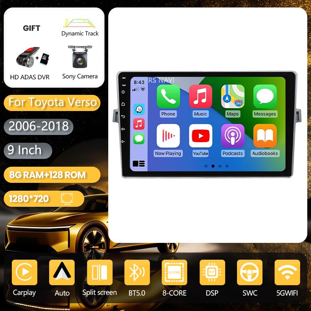 Android 16 for Toyota Verso 2010 2011 2012 2013 2014 2015 2016 Carplay Auto Stereo Video BT Video Autoradio App Control WIFI+4G