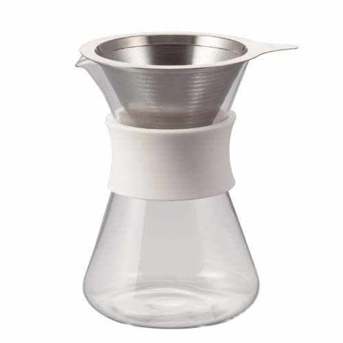 HARIO Glass Coffee Maker, Practical 400ml, White, with Dripper, Decanter Set, and Band, S-GCM-40-W