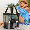 Large Single-Shoulder Carry Mesh Shower Gym Swimming Bag Cosmetic Storage Tote Beach Handbag Portable Multi-Pocket Beach Bag