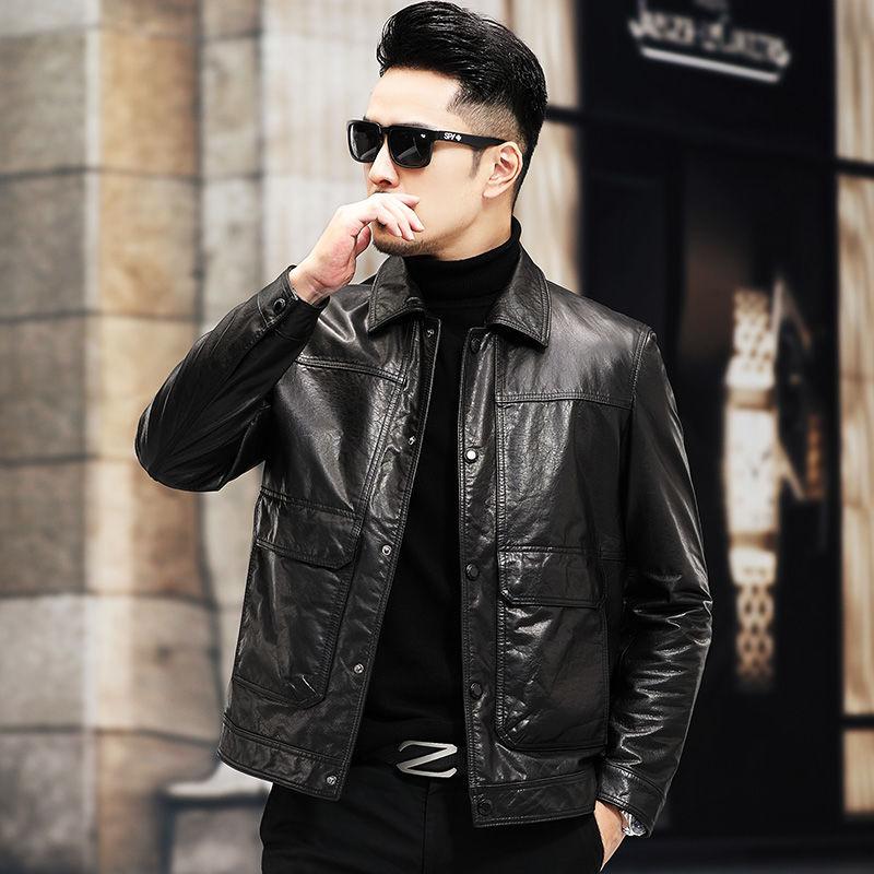 

Куртка из коровьей кожи первого слоя для мужчин, новый стиль, облегающая повседневная кожаная куртка с лацканами, съемный фасон 5XL