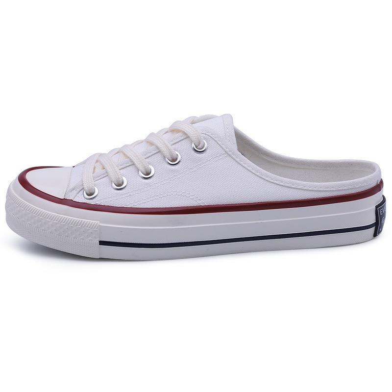 Half-drag canvas shoes female student white shoes versatile 203