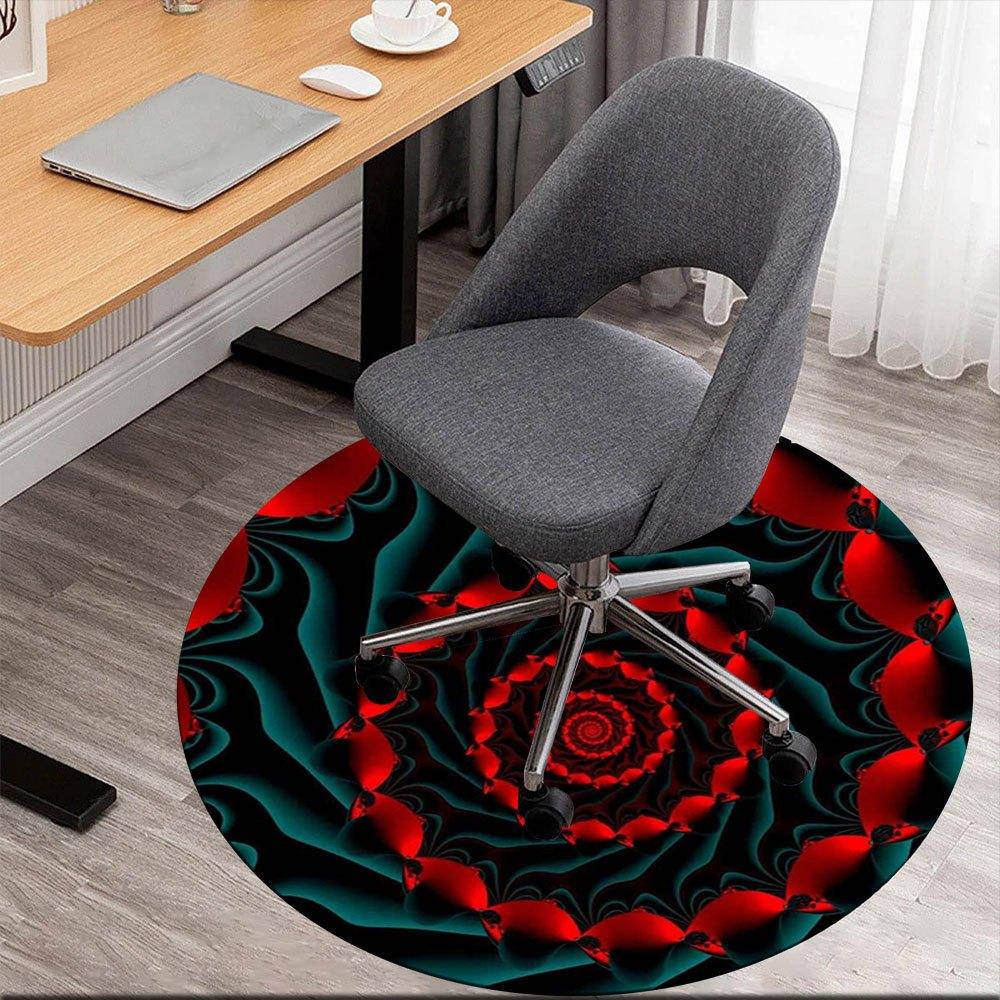 

Red and Black Abstract Spiral Design Wall Art PrintRound Non-Slip chair mat chair carpet for office Rugs for Office Decor Gift For Valentine s Day Mot 80cm by 80cm