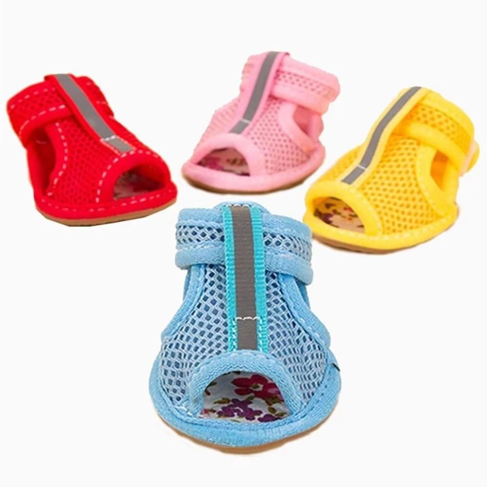 4Pcs Soft-sole Pet Sandals Non-slip Cooling Dog Boots Cute Dog Foot Cover  For Small Medium Pets