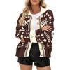 Women's Square Neck Button-Up Sweater Fashionable Loose-Fit Knit Cardigan Fuzzy Warm Coat