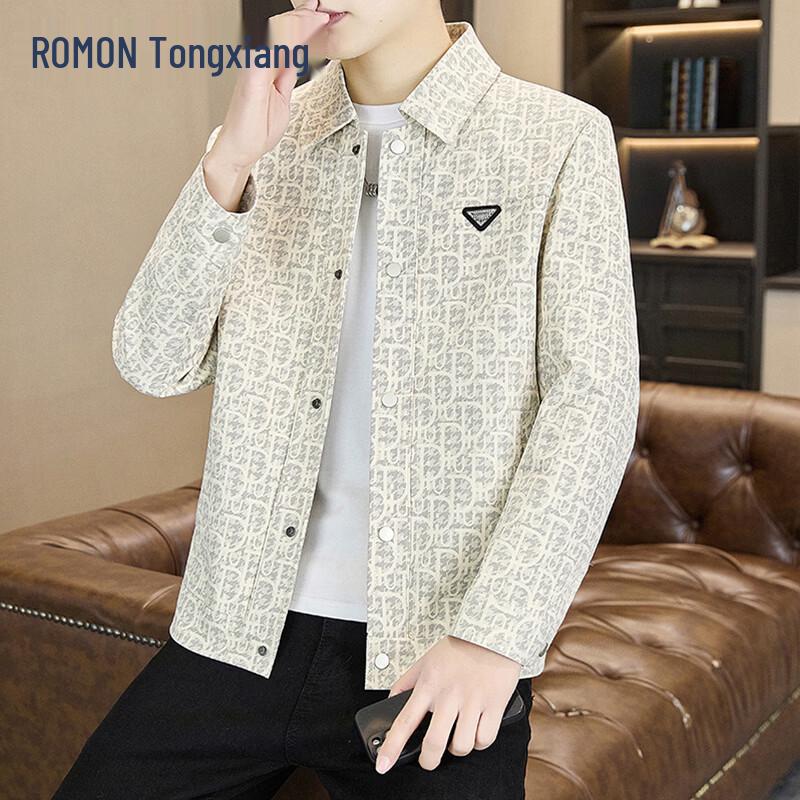 ROMON Men s Slim Fit Printed Jacket 4XL