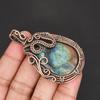 Handmade Antique Copper Wire Wrapped Labradorite Pendant Necklace Natural Blue Fire Gemstone Jewelry for Women & Men