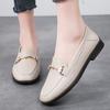Women Shoes Ladies Flat Fashion Vintage British Leather Oxford Loafers Comfy Casual Shallow Flats Gold Logo