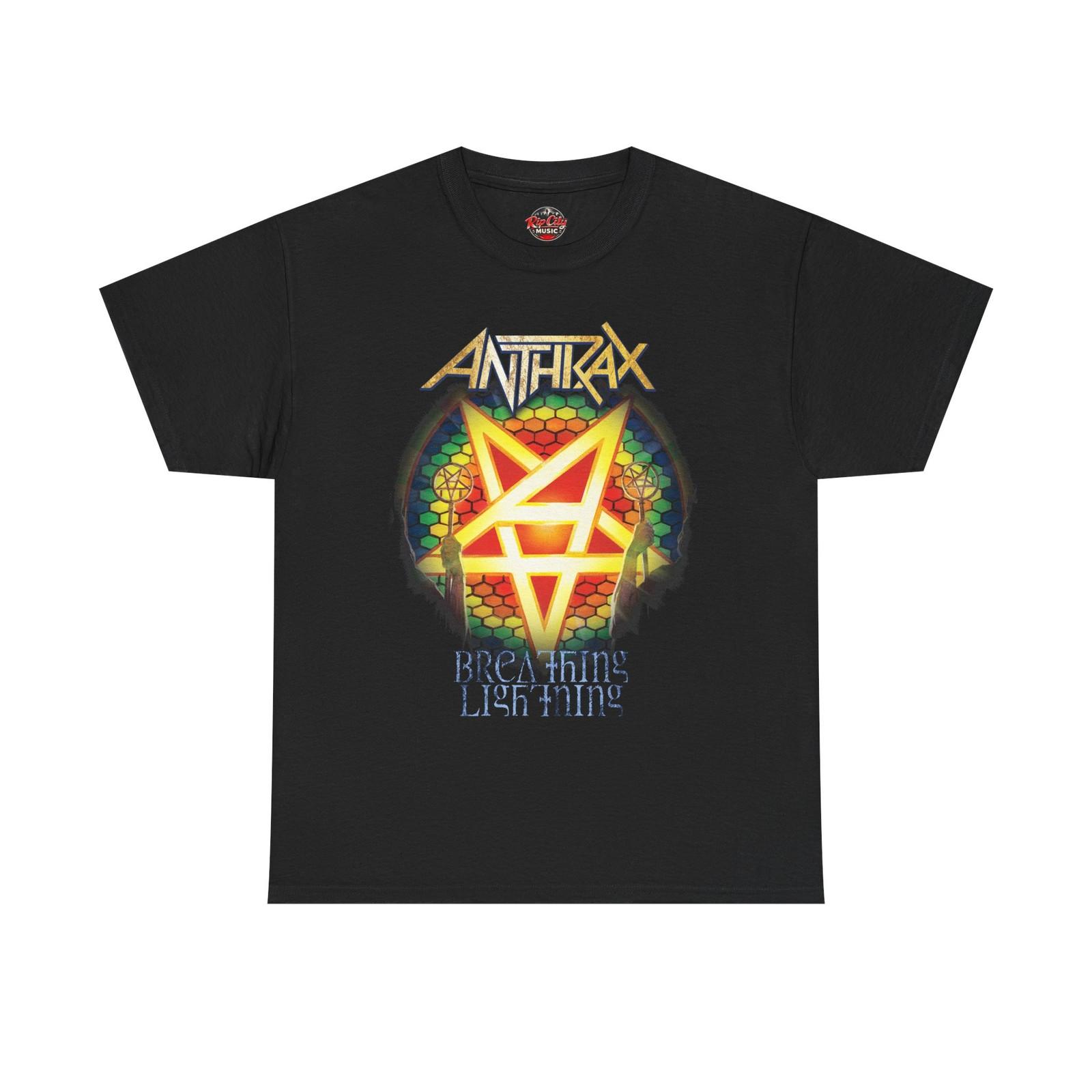 Anthrax Breathing Lightning Stained Glass Pentabrand Rock Band Unisex T-Shirt XL