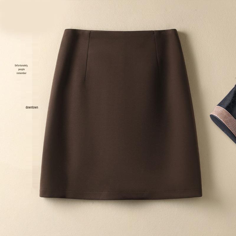 2025 New Women's High Waist Wool A-line Pencil Skirt – Versatile, Slimming, Short Autumn/Winter Skirt
