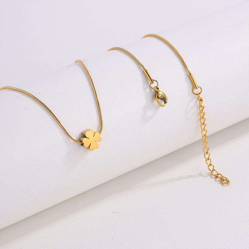 Small Love Heart Star Flower Charm Clavicle Chains Girl Neck  New Stainless Steel Snake Chains Choker Necklace for Women