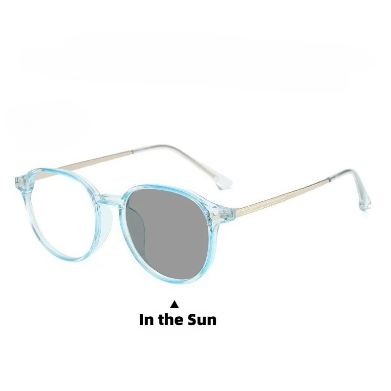Fashionable Oval Frame Photochromic Myopia Glasses Women's INS Style Anti Blue Light Eyeglasses Minus Diopter 0 To -4.0
