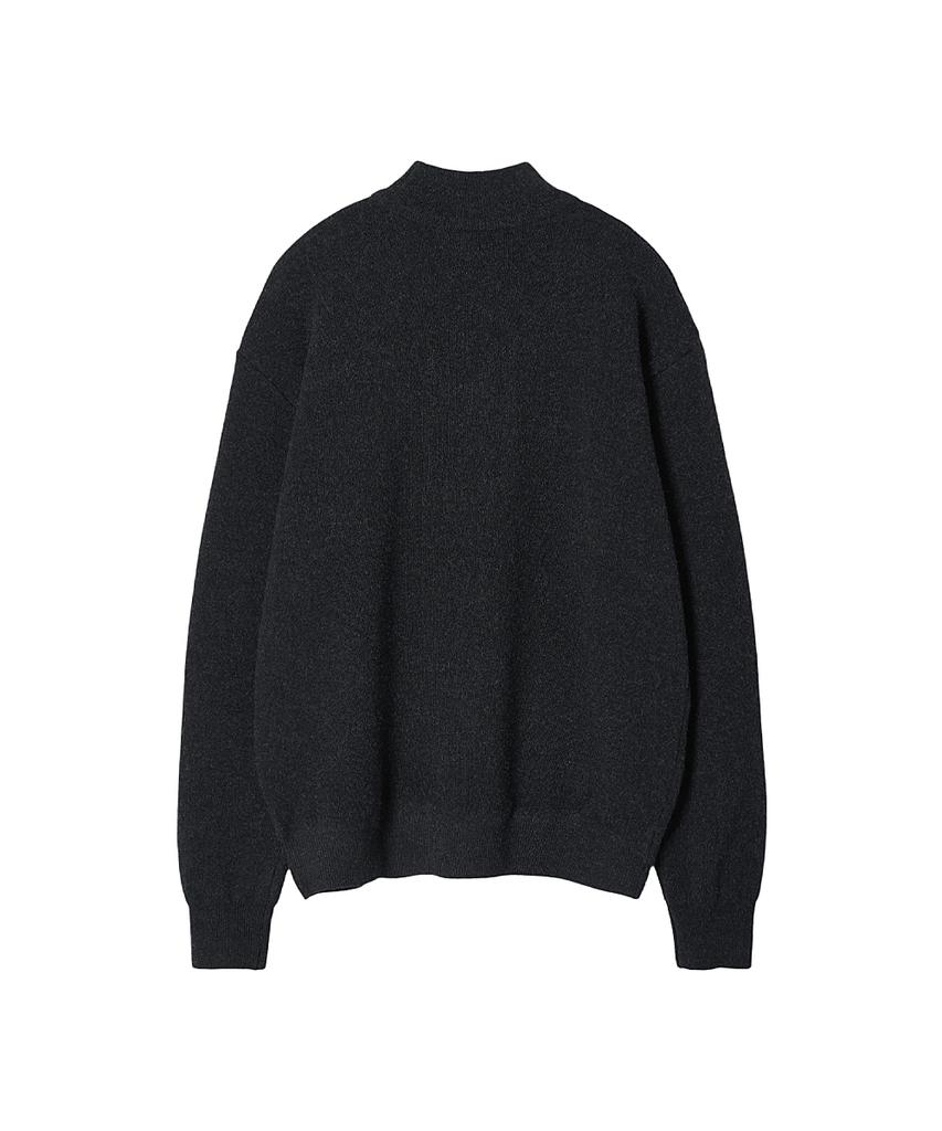 Leopeusaideu Mock Turtleneck Knit Ash Black