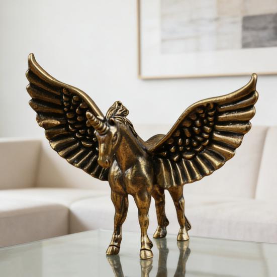 Vintage Mässingshästfigur Handgjord Metall Skrivbordskonst Staty Feng Shui Dekor för Hem Kontor Bokhylla Kreativ Gåva för Samlare