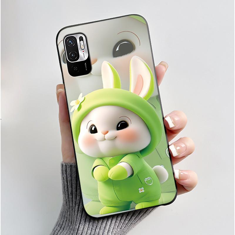 For Xiaomi Redmi Note 10 JE 10T JE Casing Cute Love Rabbit Funny Black Soft Silicone Phone Case For Redmi Note10 JE Bumper Cover