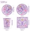 Purple Butterfly Party Supplies Disposable Tableware Set Paper Plates Cups Napkins Banner Girl Happy Birthday Baby Shower Decor