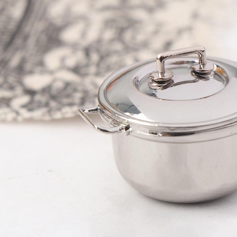1/12 Dollhouse Miniature Imitated Stainless Steel Casserole Kitchen Cookware