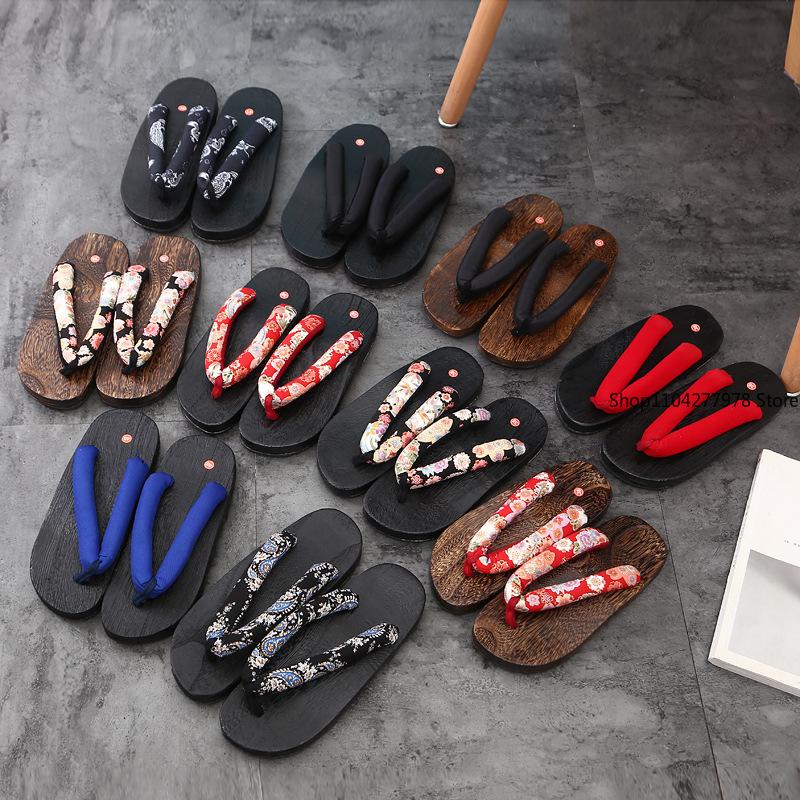 Fashion Japanese Traditional Geta Flat Bottom Unisex Wooden Paulownia Clog Man Woman Ninja Cosplay Shoes Flip Flop Summer Sandals 2025