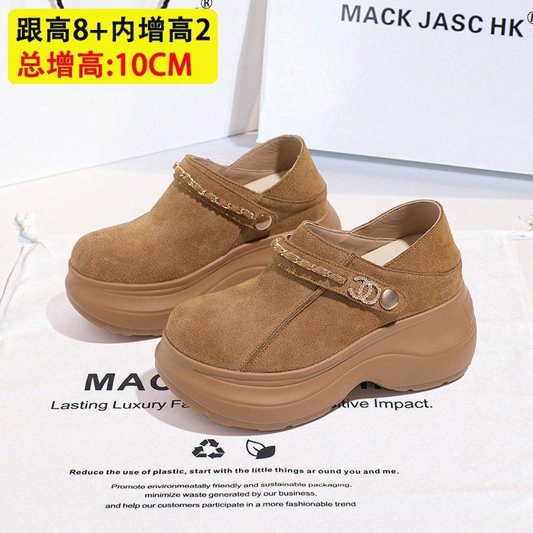 

Thick bottom height increase 10CM bag head half slippers women s 2025 autumn new versatile muffin big head height increase small woman 40
