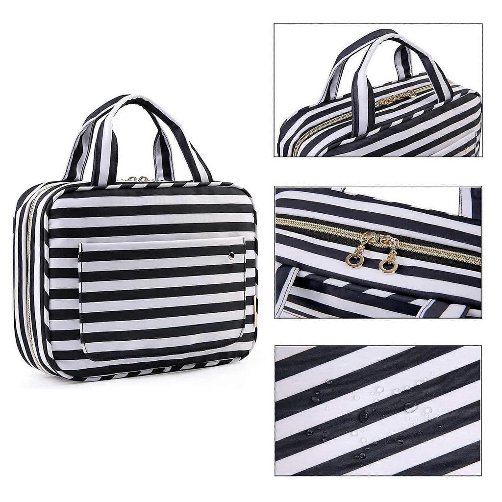 Travel Toiletry Bag for Women Large Capacity Makeup Bag Cosmetic Organizer with Hanging Hook  Cotton pink