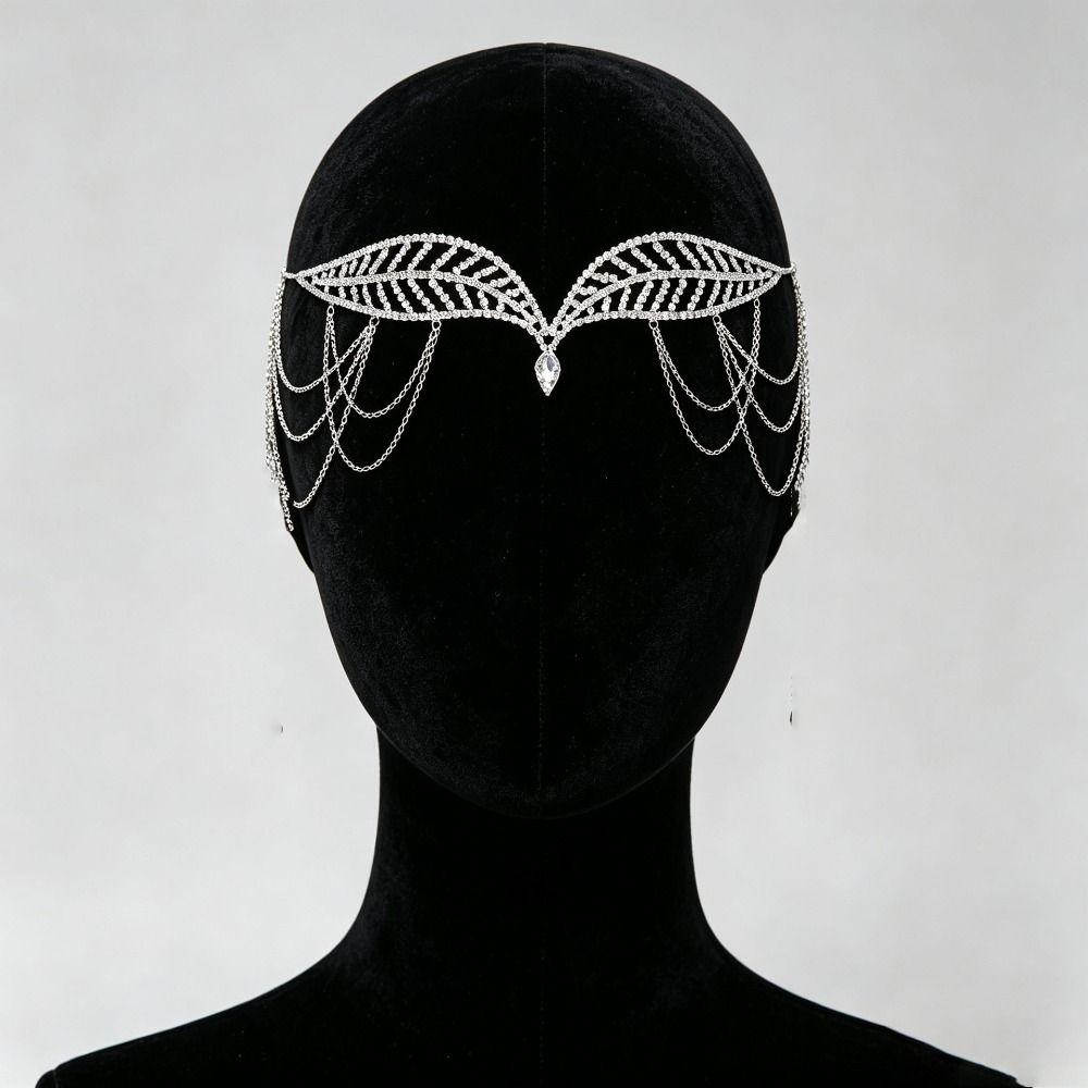 Tassel Bridal Headpiece Crystal Water Drop Pendant Rhinestone Head Chain Hair Jewelry Everyday