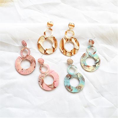 Brincos Acrílicos Geométricos JMXD- Y2K para Mulheres, Brincos Pendentes de Círculos Multicamadas, Joias de Declaração Exageradas Retrô