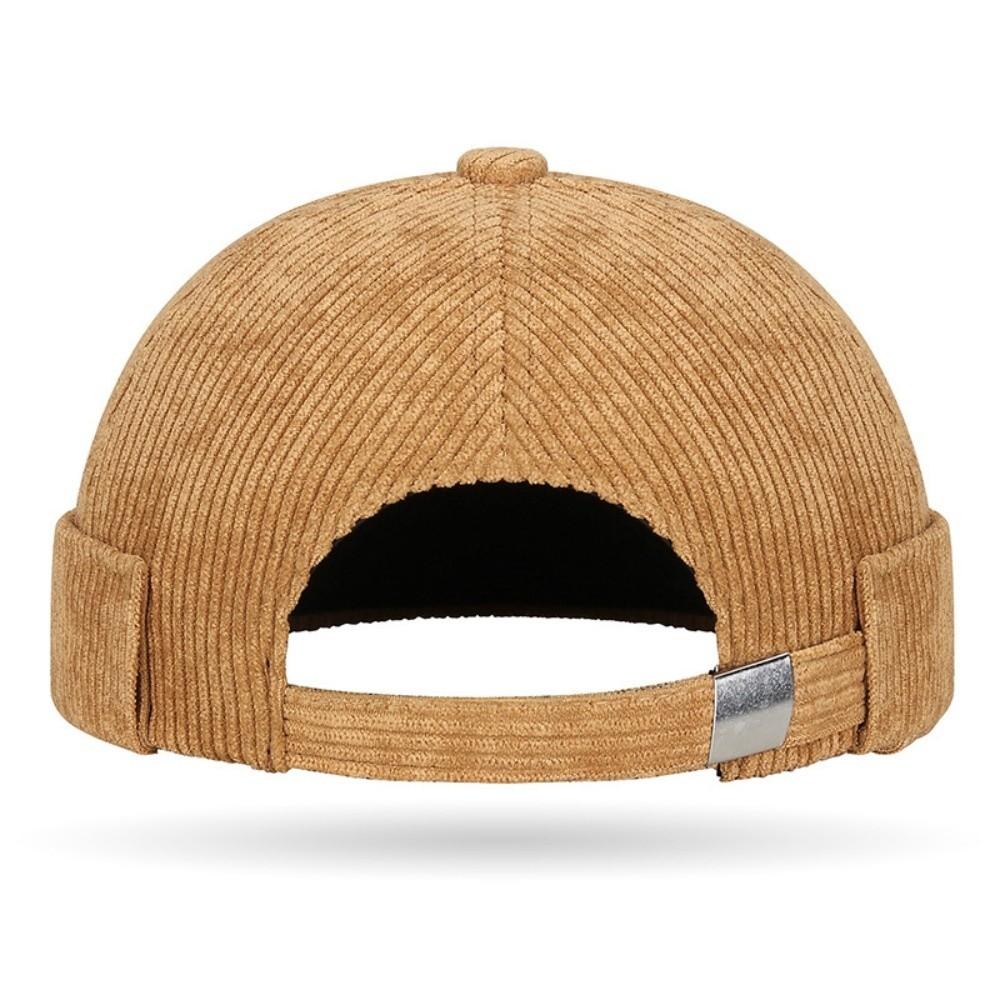 Round Vintage Docker Cap Solid Color Hip Hop Hat Multipurpose Corduroy Brimless Hat  Streetwear